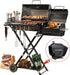 Portable Charcoal Grill with Smoking Function, Foldable Suitcase Design with Wheels, Multi-Tier Storage Rack & Waterproof Cover for Outdoor BBQ Parties (Black)