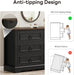 Farmhouse 6 Drawers Dresser for Bedroom, 47.2" W Modern Dresser with round Metal Handle, Thickened Desktop, Wood Rustic Chest of Drawers for Bedroom, Hallway, Entryway, Black