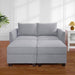 Gray Linen 56.1 In. W Straight Arm Sectional Sofa - Sofa Couch for Living Room/Office