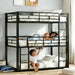 Triple Bunk Bed Twin Over Twin SpaceSavingBlackCoatedFinish