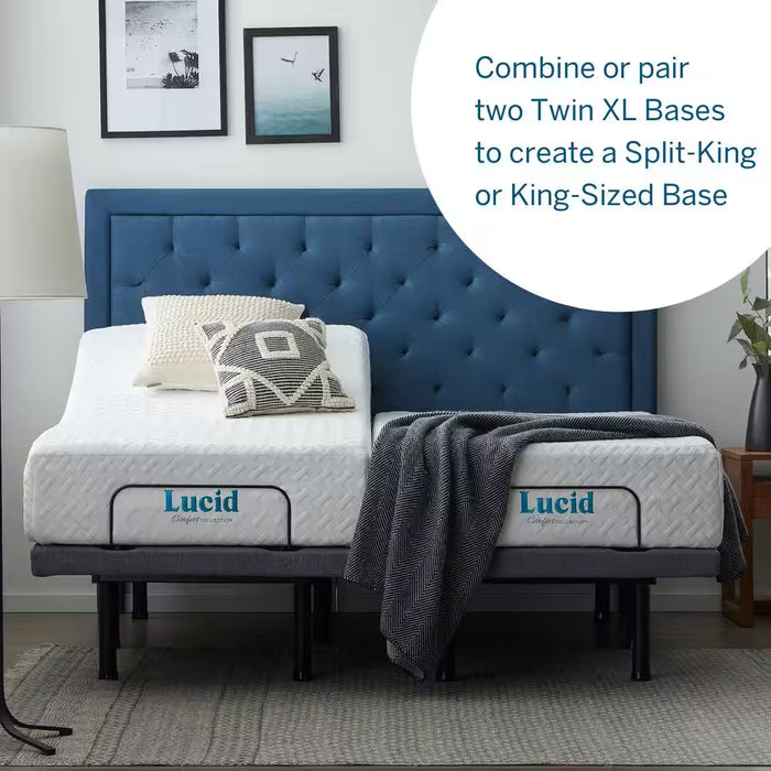 Black King Split Deluxe Adjustable Bed Frame Base with Wireless Remote and Smart App