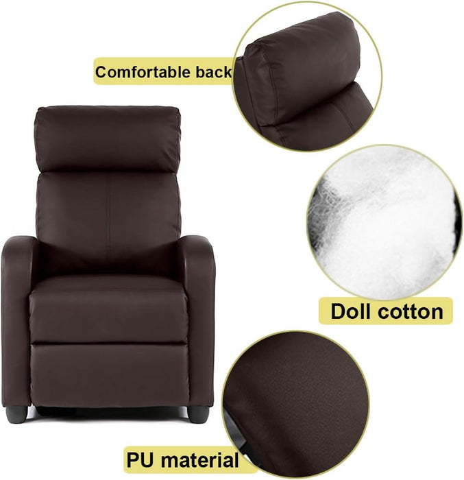 Recliner Chair Reclining Sofa Leather Chair Home Theater Seating Lounge with Padded Seat Backrest