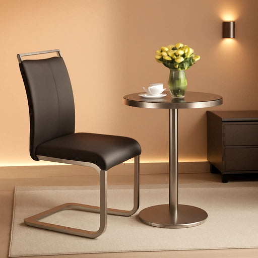 Black Metal Dining Chairs Set of 4 with Faux Leather Padded Seat