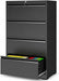 4 Drawer File Cabinet with Lock, Black Metal Lateral Filing Cabinet