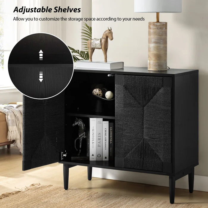 Carreiro 32"W Woven Transitional 2-Door Accent Cabinet (Set of 2)