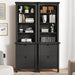 Farmhouse Lateral File Cabinet 2 Drawer and 71" Tall Bookcases Sets, 46" Filing Cabinets with Power Outlets & Storage Shelf, 3 Pcs Home Office Furniture Set, Black