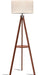 Tripod Floor Lamp, Mid Century Wood Standing Lamp, Modern Design Shelf Floor Lamp for Living Room, Bedroom, Office, Flaxen Linen Shade with E26 Base Brown