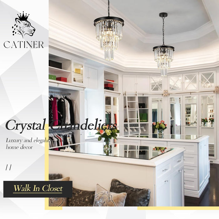 Black CrystalChandelier Pendant Light With K9 Crystals