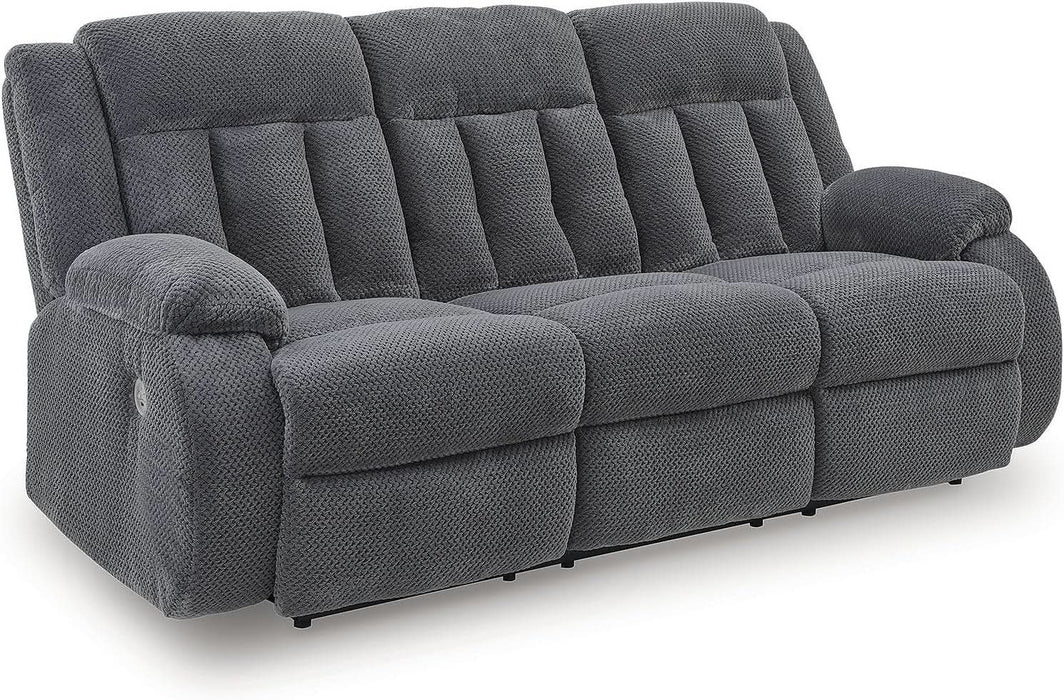 Free Wake Modern Dual-Sided Power Reclining Sofa with Drop down Table, USB Charging Port and 2 Cup Holders, Gray