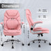 Ergonomic Executive Office Chairs with Adjustable Lumbar Support, 90-120° Rocking Managerial Chair Swivel Desk Chairs with Padded Flip-Up Armrests (Pink), Medium(300Lbs)