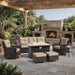 7-Piece Patio Furniture Set, Outdoor Thick Wicker Sectional Sofas with 2 Swivel Chairs, High Back Patio Sectional Couch with Fire Pit Table, Outdoor Conversation Set for Backyard, Deck, Brown