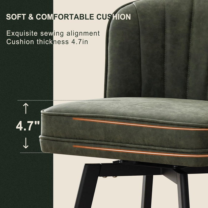 Swivel Counter Height Bar Stools Set of 4, 26'' Modern Barstools with Backs and Metal Legs, Upholstered Bar Chairs, Faux Leather Green Stools for Kitchen Island Chairs