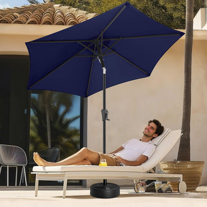 9Ft Patio Umbrella Outdoor - Table Umbrella with Push Button Tilt and Crank, UV Protection, 6 Sturdy Ribs, Market Umbrella for Garden, Deck, Backyard, Lawn, Pool and Beach(Navy Blue)