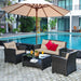 4 Pieces Outdoor Rattan Furniture Set with Glass Table