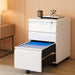 White Filing Cabinet 3 Drawers on Wheels under Desk, Metal Rolling File Cabinet with Lock for Home Office, Small Mobile File Cabinet for Letter Legal File Folders, Un-Assembled