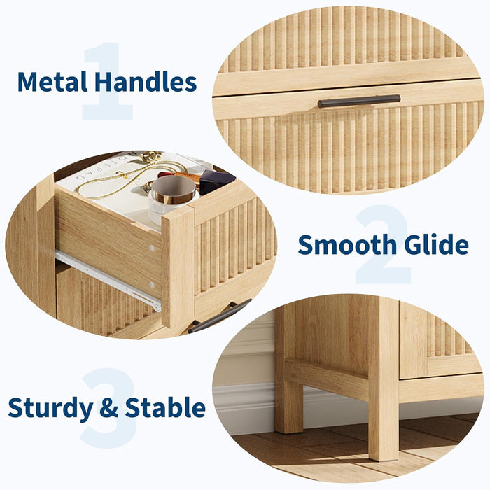 Fluted Dresser for Bedroom with 5 Drawers, 42.9 in Tall Chest of Large Drawers with Large Clothes Storage Cabinet, Wood Dresser, TV Stand for Bedroom, Nursery, Living Room, Hallway