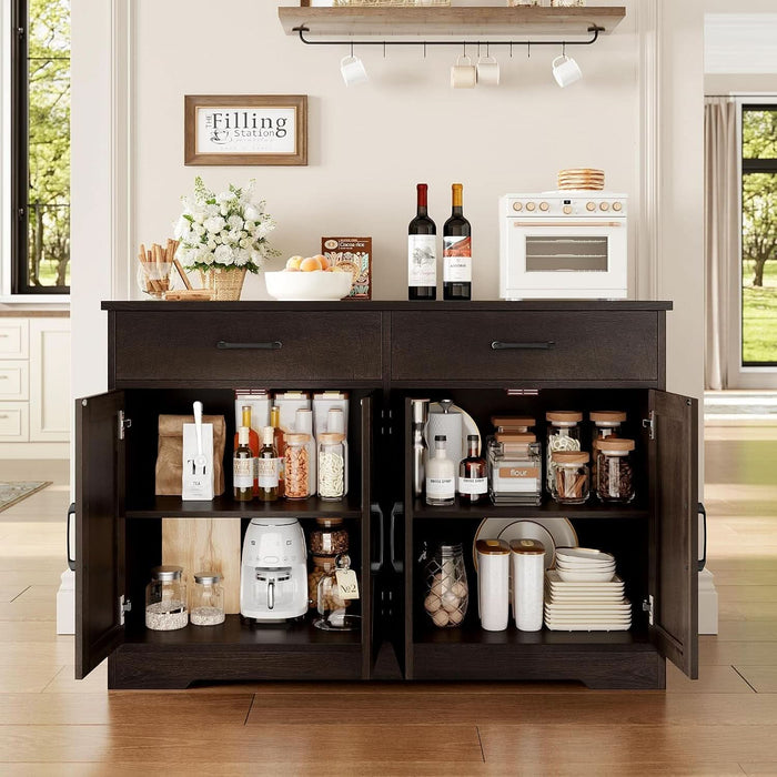 47" W Kitchen Sideboard Buffet Cabinet with Storage Drawers, Brown