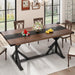 71 Inch Dining Table for 6 People, Rectangular Kitchen Farmhouse Table W/Thickness Waterproof Wood Tabletop,Long Dining Room Tables W/Wood Strip Base for Kitchen Living Room(Brown&Black)