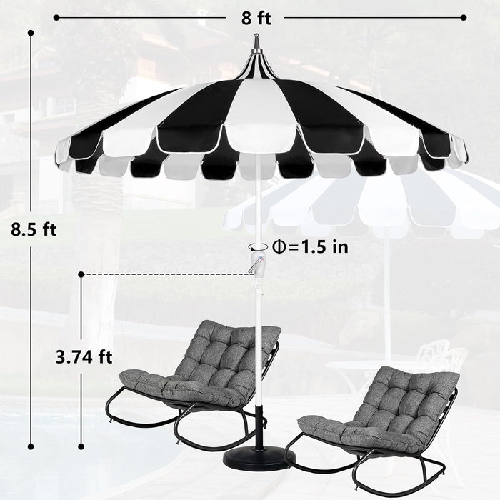8Ft Patio Pagoda Umbrella, UV Protect Pool Umbrellas with Heavy Duty Pole, Outdoor Market Umbrella for Holiday Garden Backyard