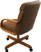 Casual Rolling Caster Dining Chair with Swivel Tilt in Oak Wood with Caramel Fabric Seat and Back (1 Chair)