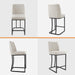 Counter Height Bar Stools Set of 4, 24 Inch Seat Height Bar Chairs for Kitchen Island, Linen Fabric Upholstered Barstools with Metal Feet for Dining Room, Beige