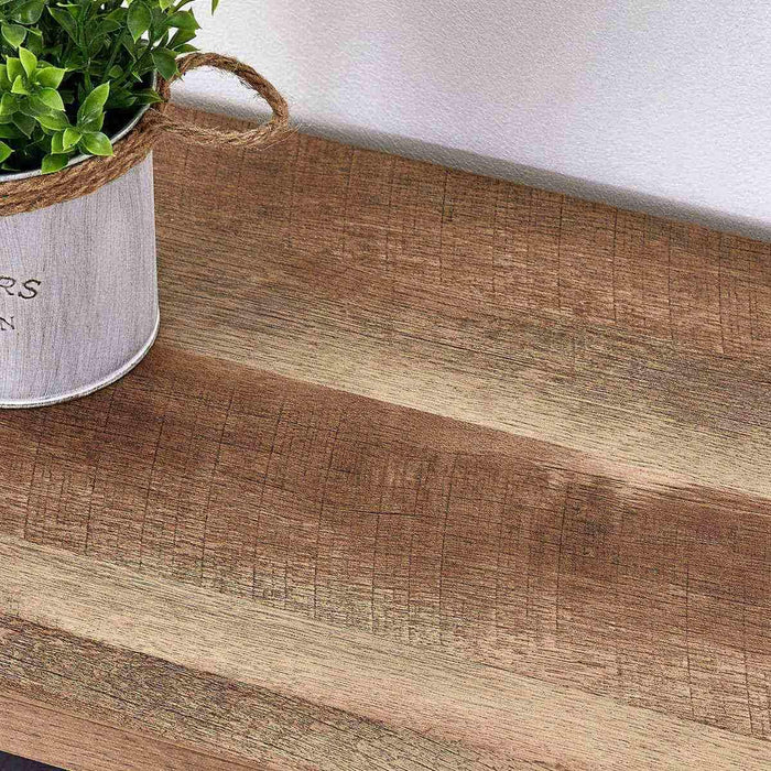 Small Bookcase, Wood and Metal Low Short Bookshelf, Industrial Book Case and Rustic Book Shelf for Small Space (Rustic Oak)