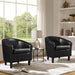 Barrel Chairs Set of 2, Faux Leather Club Armchairs, PU Leather Accent Chairs with Soft Padded Seat for Living Room Bedroom Waiting Reading Room, Black