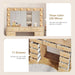 Fluted Vanity Desk with Mirror and Lights, Power Outlets, Modern Wood Vanity Desk Makeup Table with 11 Drawers, 3 Color Modes Dressing Table with Storage for Bedroom, Living Room, Natural