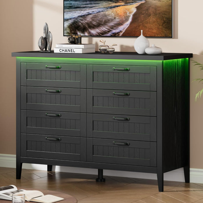 Midnight Black Dresser With Integrated LED Lighting