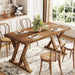 Solid Wood Dining Table for 4-6 People, 63 Inches Wooden Farmhouse Rectangular Kitchen Dinner Table with Heavy-Duty Legs for Home, Living Room, Dining Room, Rustic Brown