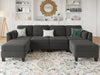 Modular Sectional Sofa, Convertible U Shaped Sofa Couch with High Density Memory Foam, 6 Seat Comfy Modular Sofa Couch for Living Room, Modern U Shaped Sectional Sofa, Dimgrey