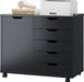 Black Premiumgrade Five Drawer File Cabinet Wheels