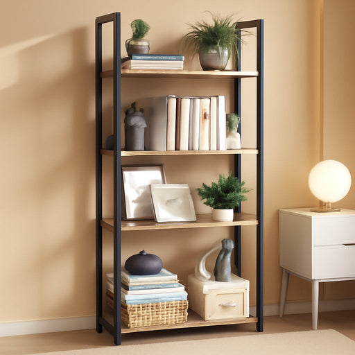 5-Tier Bookshelf, Book Shelf, Industrial Bookcase, with Steel Frame, for Living Room, Home Office, Bedroom, 9.4 X 24.4 X 65 Inches, Camel Brown and Black ULLS025B50