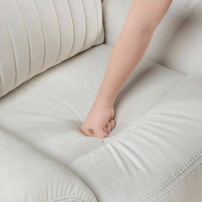 Mnul Double Reclining Sof, Polished Microfiber Upholstered 3 Seter Mnul Sof Recliner for Living Room, Wll Hugger, Esy ssembly, Beige