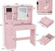 Pink Makeup Vanity Console With Illuminated Mirror