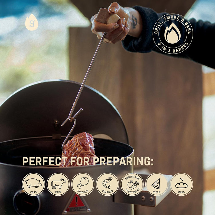 Mini Charcoal Grill Smoker Portable BBQ 6 LBS Stainless Steel Barrel for Camping, Small Outdoor Cooking with Thermometer