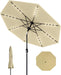Patio Umbrella with Lights, 8 Ribs Outdoor Market Table Umbrella for Pool, Deck, Backyard (Beige, 9 Ft)