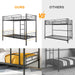 Bunk Bed with Ladder and High Guardrail, Able to Split, Metal Bunk Bed, Storage Space, Noise Free,Twin over Twin Size Bunk Bed,Black