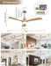 52 Inch Ceiling Fan with Lights and Remote Control-Modern Solid Wood Blade Ceiling Fan for Bedroom Living Room Indoor Outdoor Farmhouse Patio, Noiseless DC Motor, Sandy Nickel & Natural Wood