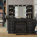Vanity Desk with Power Outlet, Makeup Table with Mirror and 12 LED Lights, 3 Color Lighting Modes, 11 Drawers Makeup Vanity with 4 Shelves, Fold-Up Panel, Vanity Set for Bedroom, Black