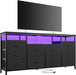 63.3 in Black Dresser for Bedroom, 10 Drawer Dresser TV Stand for 65 70 75 in TV, Fabric Chest of Drawers with LED Lights & Power Outlets, Long Entertainment Center for Closet, Living Room, Entryw