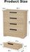 4 Drawer Dresser for Bedroom, Natural Chest of Drawers with Embedded Handles Design, Wooden Closet Organizer for Living Room, Nursery, Hallway