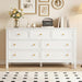 55" White Dresser for Bedroom with 7 Drawers & Modern Gold Handle