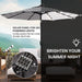 9 FT 32 LED Patio Solar Umbrella W/ Push Button Tilt and Crank Outdoor Umbrella, 8 Sturdy Ribs, UV Protection, Solution-Dyed Fabric, Creamy Beige