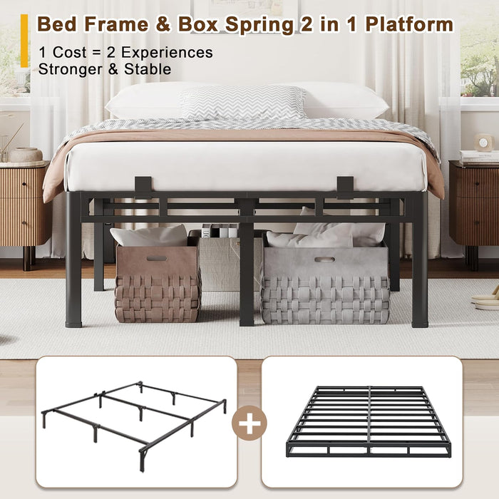 20 Inch Queen Bed Frame Double Layer 2 in 1 Platform with round Corner