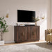 Modern Sideboard Buffet Cabinet with Storage, Walnut | Fluted Coffee Bar Cabinet with 4 Doors & Adjustable Shelves for Kitchen, Dining Room, Living Room & Hallway