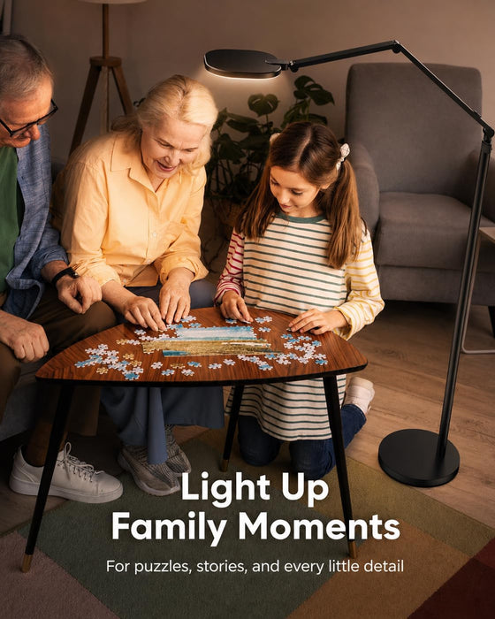 Eye-Caring LED Floor Lamp for Office, Reading, and Crafting, 69" Dimmable Office Lamp, Standing Reading Lamp with 30 Lighting Modes, Remote &Touch Control, Memory, Timer & Adjustable Swing Arm, CRI 97