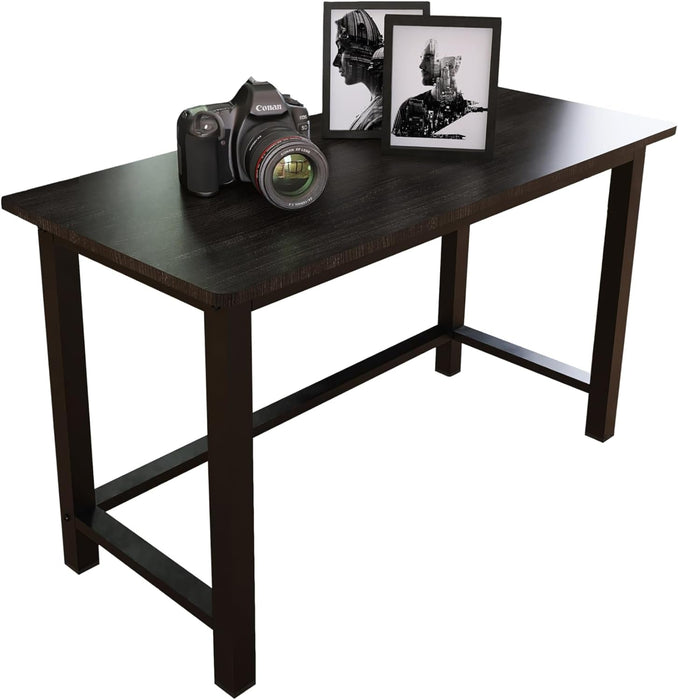 51'' Home Office Desk Modern Computer Desk 51.2X 23.6X29.5 Inches PC Table with Thicken Frame Industrial Style Sturdy Metal Frame Furniture for Writing Gaming Black+Black - ShipItFurniture