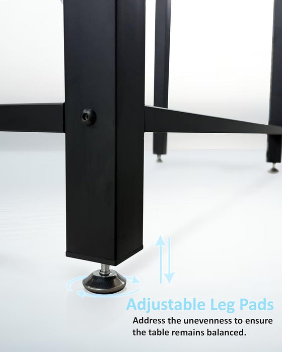 51'' Home Office Desk Modern Computer Desk 51.2X 23.6X29.5 Inches PC Table with Thicken Frame Industrial Style Sturdy Metal Frame Furniture for Writing Gaming Black+Black - ShipItFurniture