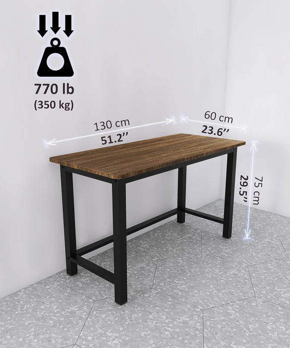 51'' Home Office Desk Modern Computer Desk 51.2X 23.6X29.5 Inches PC Table with Thicken Frame Industrial Style Sturdy Metal Frame Furniture for Writing Gaming Rustic Brown+Black - ShipItFurniture